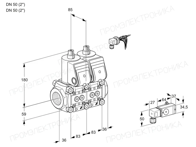 Kromschroder VCS 3E50R/50R05NNWR3/PPPP/1--2 — двойной электромагнитный газовый клапан — 88103497