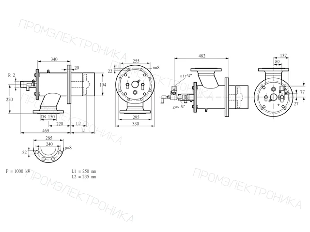 Kromschroder ZIO 200RBL-250/235-(25)D — промышленная газовая горелка — 84277087