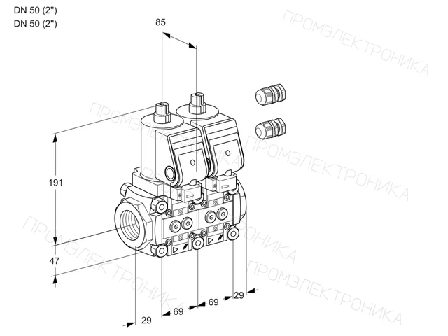 Kromschroder VCS 2E50R/50R05NNWGR3/PPPP/PPPP — двойной электромагнитный газовый клапан — 88105999