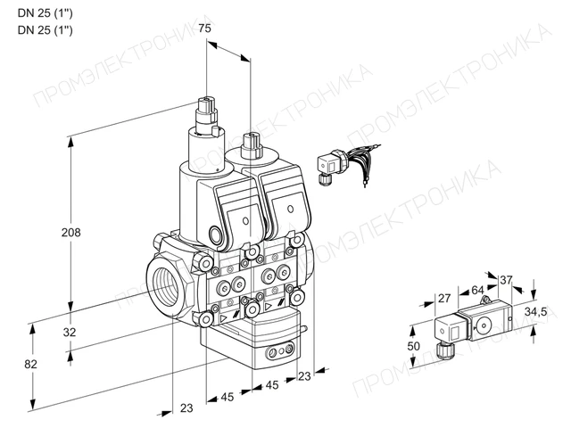 Kromschroder VCG 1E25R/25R05LGEWR/1--2/PPPP — двойной электромагнитный газовый клапан — 88102915