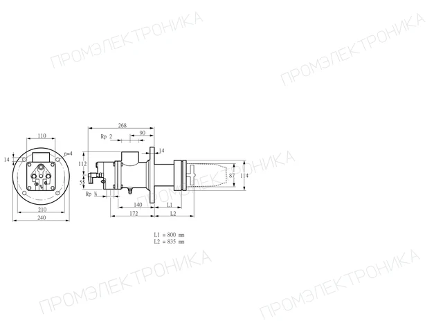 Kromschroder BIC 80HB-800/835-(16)F — промышленная газовая горелка — 84032090