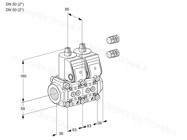Kromschroder VCS 3E50R/50R05NNYR3/PPPP/PPPP — двойной электромагнитный газовый клапан — 88103002