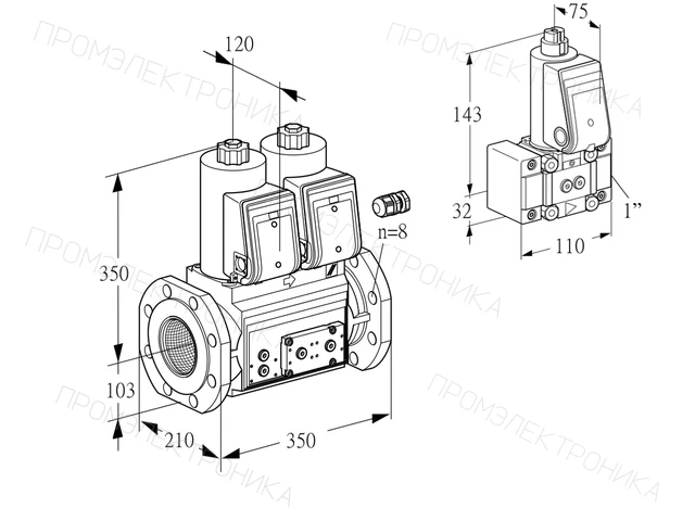 Kromschroder VCS 8100F05NNWR3E/PPPP/PPZ- — двойной электромагнитный газовый клапан — 88203380