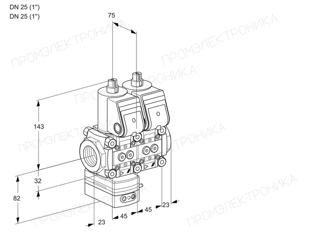 Kromschroder VCG 1T25N/25N05GANQR/PPPP/PPPP — двойной электромагнитный газовый клапан — 88104674