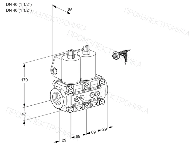 Kromschroder VCS 2E40R/40R05NNWL/PPPP/PPPP — двойной электромагнитный газовый клапан — 88100701