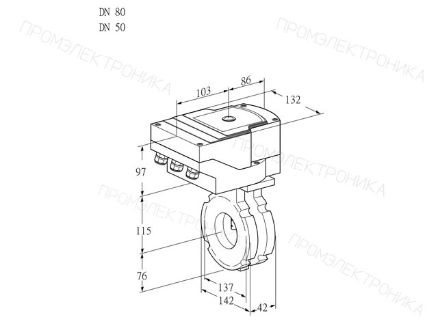 Kromschroder IBG 80/50W05/20-30Q3E — дисковая поворотная заслонка — 88302403