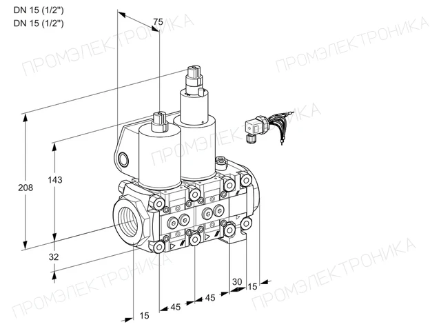 Kromschroder VCS 1E15R/15R05NLVWL/PPPP/PPPP — двойной электромагнитный газовый клапан — 88105135