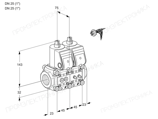 Kromschroder VCS 1E25R/25R05NNWR/PPMM/PPPP — двойной электромагнитный газовый клапан — 88105832