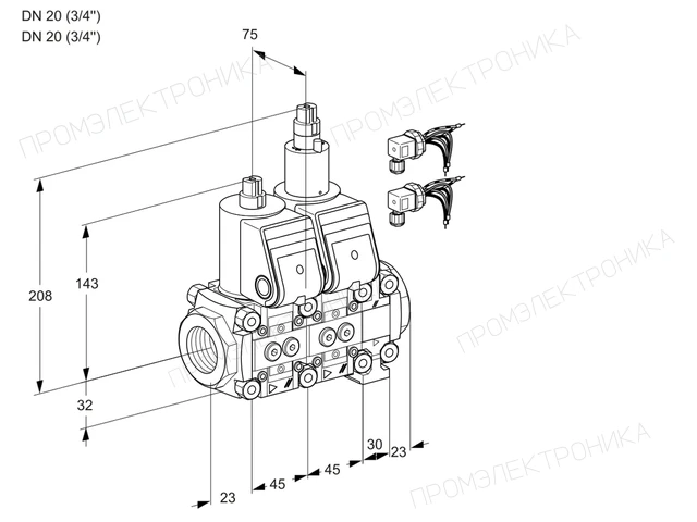 Kromschroder VCS 1E20R/20R05NLVWR6/PPPP/PPPP — двойной электромагнитный газовый клапан — 88104730