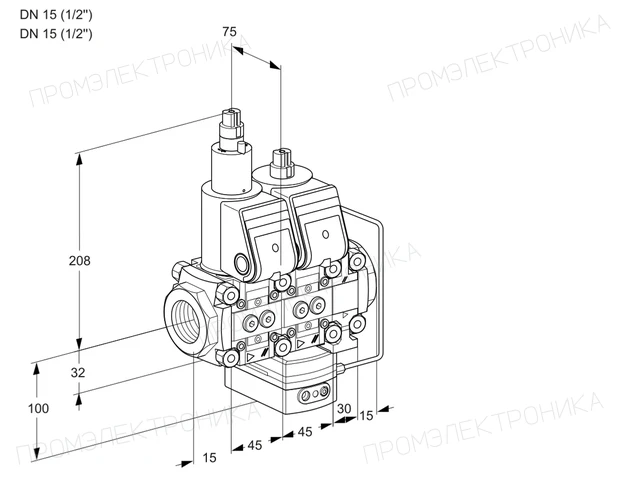 Kromschroder VCH 1E15R/15R05LHEVQR/PPPP/PPPP — двойной электромагнитный газовый клапан — 88103038