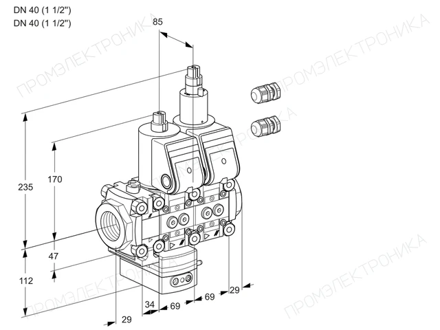 Kromschroder VCD 2E40R/40R05FD-50LWR3/PPPP/PPPP — двойной электромагнитный газовый клапан — 88107070