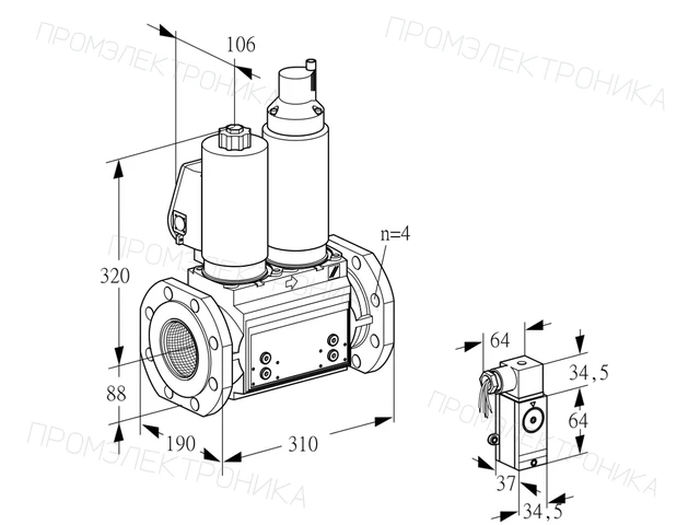 Kromschroder VCS 7T80A05NLQGLB/P3PP/PPPP — двойной электромагнитный газовый клапан — 88207811