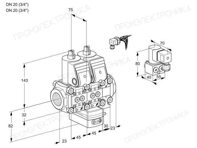 Kromschroder VCG 1E20R/20R05NGEVWR/PPPP/PPBY — двойной электромагнитный газовый клапан — 88104399