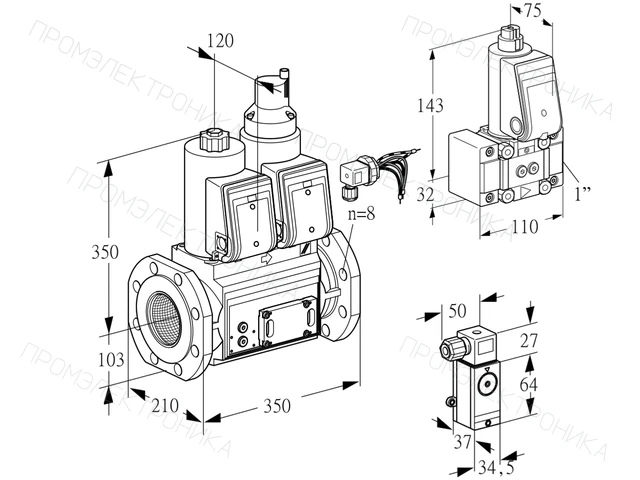 Kromschroder VCS 8100F05NLWRE/PPZ-/P3PP — двойной электромагнитный газовый клапан — 88204438
