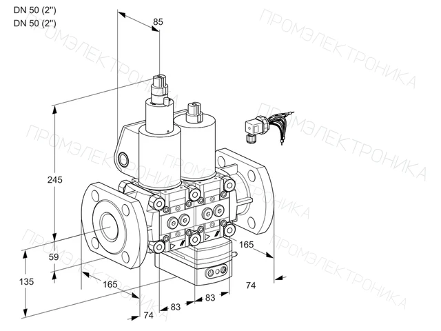 Kromschroder VCG 3E50F/50F05LGEWL/PPPP/PPPP — двойной электромагнитный газовый клапан — 88107501