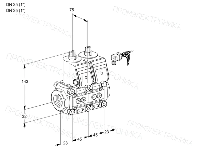 Kromschroder VCS 1E25R/25R05NNWR/PPPP/PPPP — двойной электромагнитный газовый клапан — 88100173