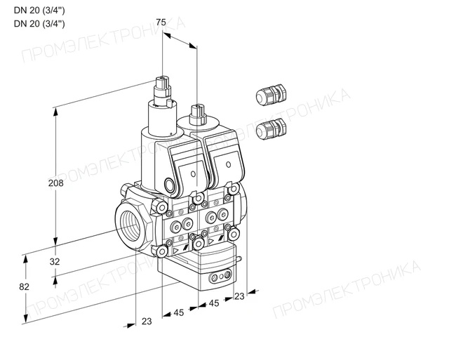 Kromschroder VCG 1E20R/20R05LGEWR3/PPPP/PPPP — двойной электромагнитный газовый клапан — 88106325