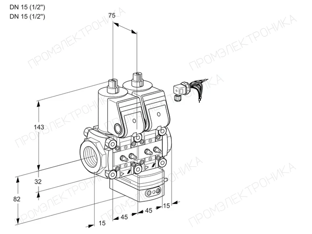 Kromschroder VCG 1E15R/15R05NGEWR/MMMM/PPPP — двойной электромагнитный газовый клапан — 88104465