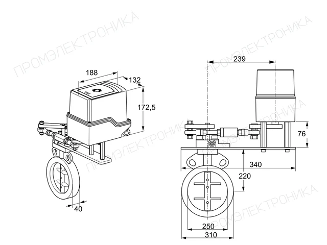 Kromschroder IDR 250Z03D100GA/50-60W30E — дисковая поворотная заслонка — 88302833