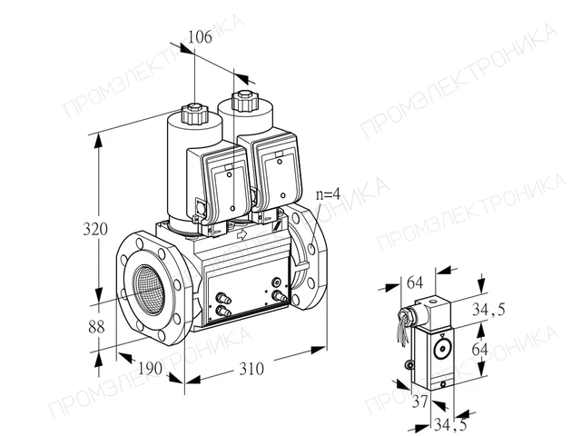 Kromschroder VCS 7T80A05NNQGRB/MMPM/P4PP — двойной электромагнитный газовый клапан — 88204343
