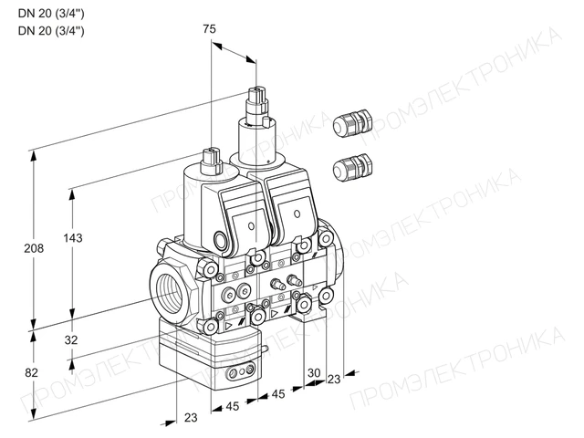 Kromschroder VCD 1E20R/20R05D-50LVWR3/PPMM/PPPP — двойной электромагнитный газовый клапан — 88107334