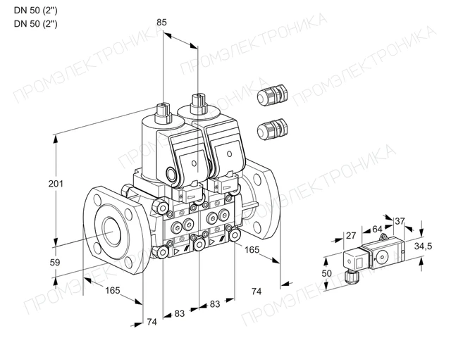 Kromschroder VCS 3E50F/50F05NNWSR3/4--3/MMMM — двойной электромагнитный газовый клапан — 88103173