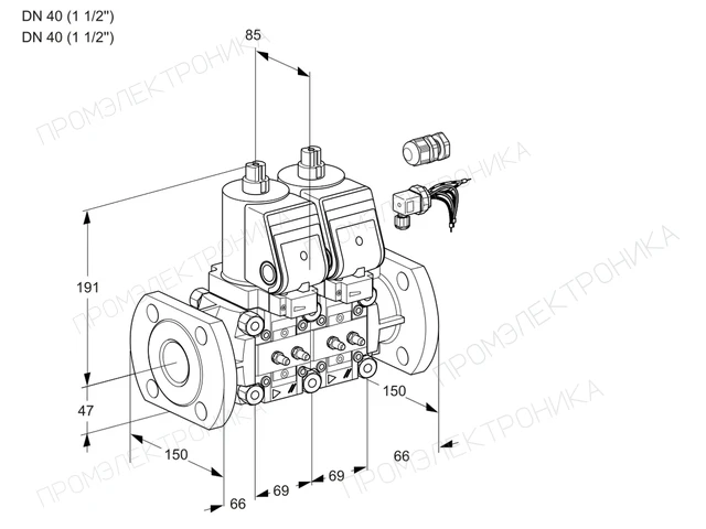 Kromschroder VCS 2E40F/40F05NNQSR3/MMMM/PPPP — двойной электромагнитный газовый клапан — 88105686