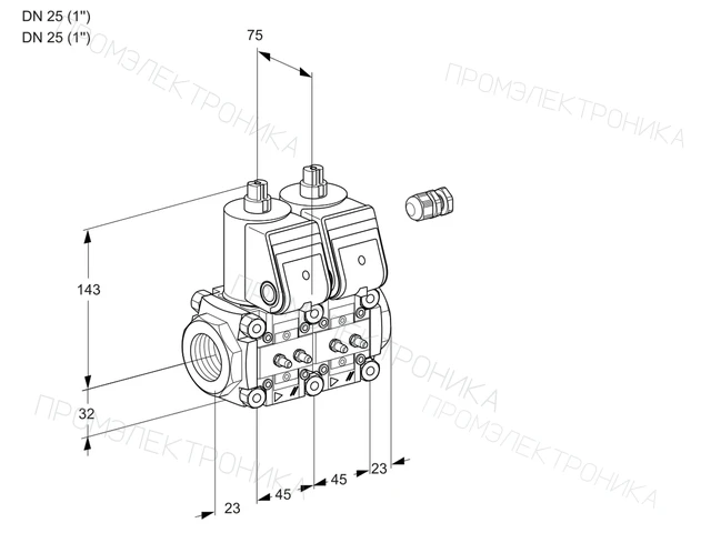 Kromschroder VCS 1E25R/25R05NNWR/MMMM/PPPP — двойной электромагнитный газовый клапан — 88100749