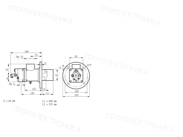 Kromschroder BIO 65HB-400/335-(34)E — промышленная газовая горелка — 84014044