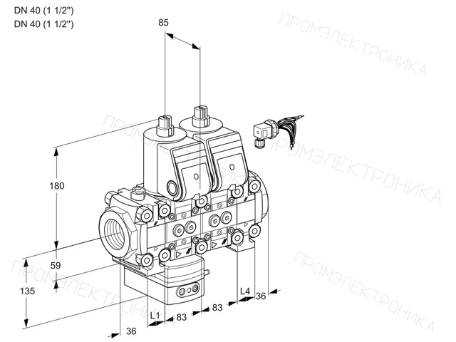 Kromschroder VCD 3E40R/40R05FD-50NO38WR/PPPP/PPPP — двойной электромагнитный газовый клапан — 88106901