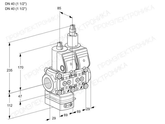 Kromschroder VCD 2E40R/40R05D-25LWR/PPPP/PPPP — двойной электромагнитный газовый клапан — 88100387