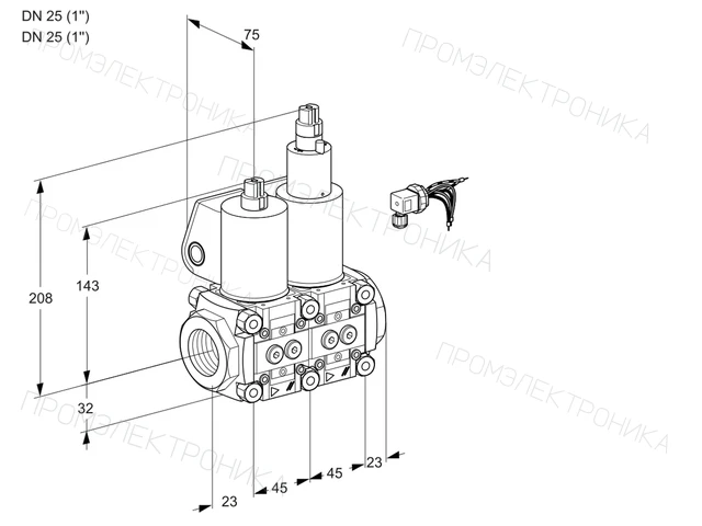 Kromschroder VCS 1E25R/25R05NLWL/PPPP/MMMM — двойной электромагнитный газовый клапан — 88104546