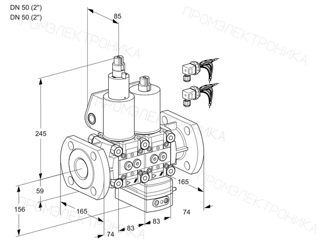Kromschroder VCH 3E50F/50F05LHEWL6/PPPP/PPPP — двойной электромагнитный газовый клапан — 88105159