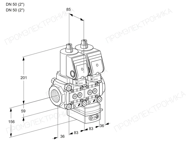 Kromschroder VCV 3E50R/50R05NVKQSR/PPPP/PPPP — двойной электромагнитный газовый клапан — 88100404