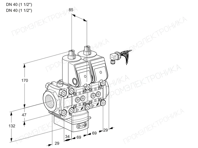 Kromschroder VCV 2E40R/40R05FVKNWR/PPPP/PPPP — двойной электромагнитный газовый клапан — 88105189