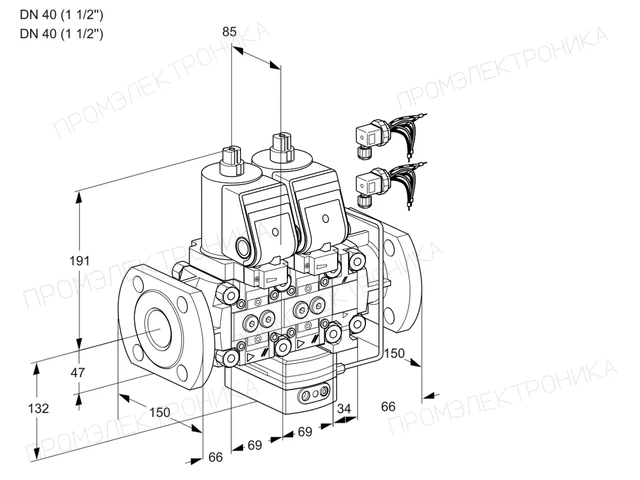 Kromschroder VCH 2E40F/40F05NHEVWSR8/PPPP/PPPP — двойной электромагнитный газовый клапан — 88103312
