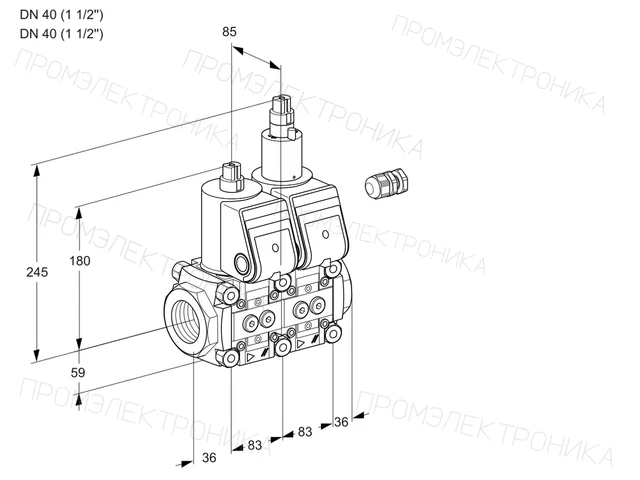 Kromschroder VCS 3E40R/40R05NLWR3/PPPP/PPPP — двойной электромагнитный газовый клапан — 88104258