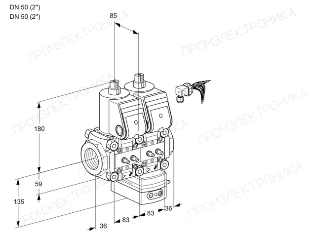 Kromschroder VCD 3E50R/50R05ND-100WR/MMMM/PPPP — двойной электромагнитный газовый клапан — 88107655