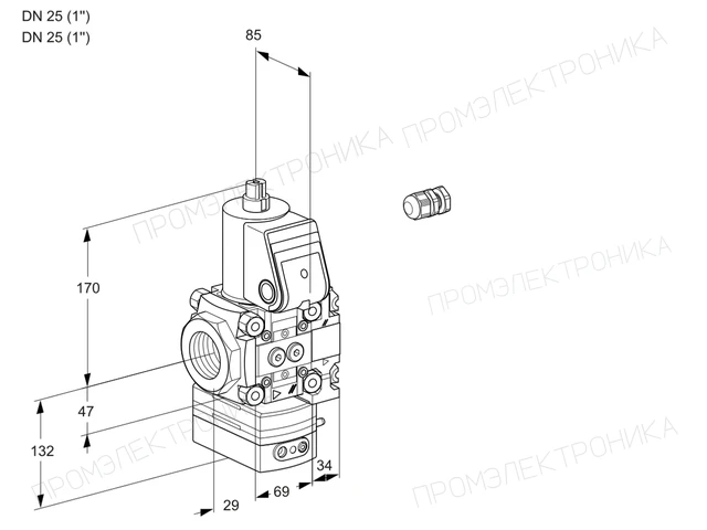 Kromschroder VAH 2E25R/25R05HEVWR/PP/PP — регулятор расхода газа — 88102370