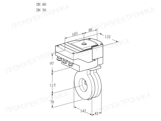 Kromschroder IBA 80/50Z05/20-15W3E — дисковая поворотная заслонка — 88300950