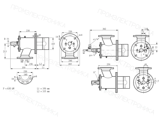 Kromschroder ZIO 165KBL-350/335-(40E)D — промышленная газовая горелка — 84099716