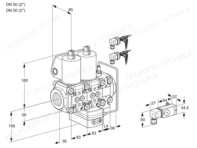 Kromschroder VCH 3E50R/50R05NHEVQL6/PPPP/-3PP — двойной электромагнитный газовый клапан — 88105863