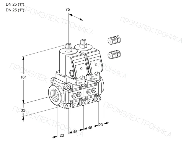 Kromschroder VCS 1E25R/25R05NNWSR3/PPPP/PPPP — двойной электромагнитный газовый клапан — 88100255