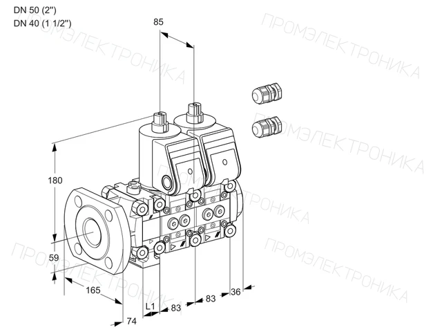 Kromschroder VCS 3E50F/40R05FNNWR3/PPPP/PPPP — двойной электромагнитный газовый клапан — 88106229