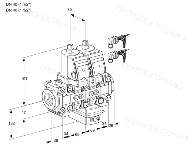 Kromschroder VCH 2E40R/40R05FNHEVWSR8/PPPP/PPPP — двойной электромагнитный газовый клапан — 88103890