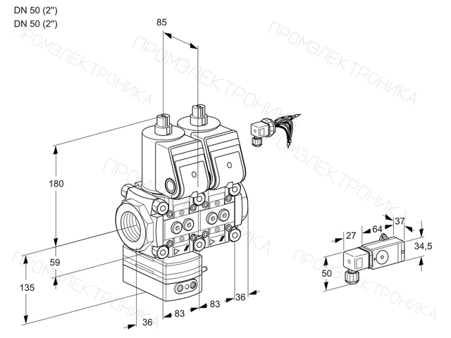 Kromschroder VCG 3E50R/50R05GENWR/2--3/PPPP — двойной электромагнитный газовый клапан — 88103147