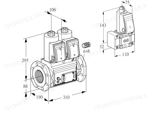 Kromschroder VCS 780F05NNWR3E/MPB-/PPPP — двойной электромагнитный газовый клапан — 88207677