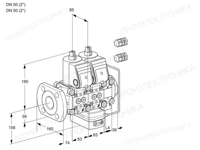 Kromschroder VCH 3E50F/50R05NHEVWR3/PPPP/PPPP — двойной электромагнитный газовый клапан — 88106298