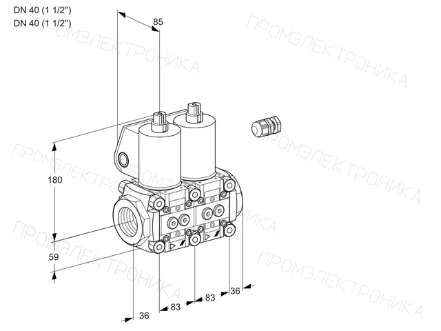 Kromschroder VCS 3E40R/40R05NNWL3/PPPP/PPPP — двойной электромагнитный газовый клапан — 88106762