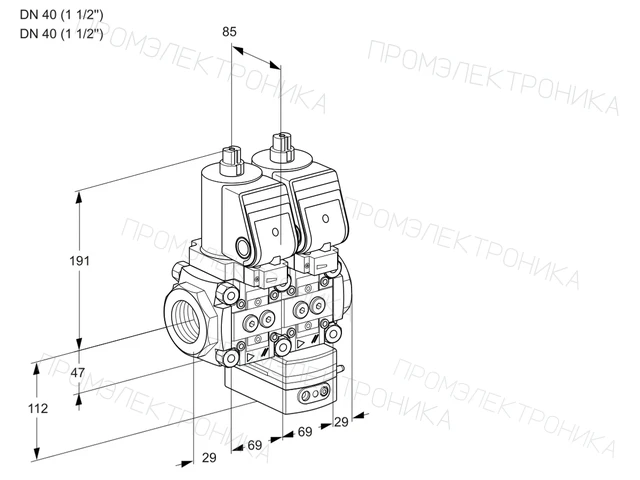 Kromschroder VCG 2T40N/40N05NGAQGR/PPPP/PPPP — двойной электромагнитный газовый клапан — 88100532